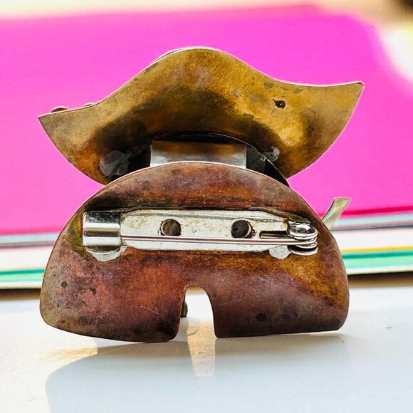 Vintage Tri Tone/Tri Metal Elephant Brooch - Picture 9 of 12